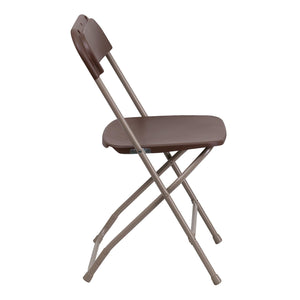 Hercules Series Plastic Folding Chair - - Brown - 650LB Weight Capacity Comfortable Event Chair - Lightweight Folding Chair -
