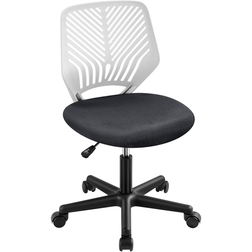 Students Cute Desk Chair Low-Back Armless Study Chair w/Lumbar Support Adjustable Swivel Chair in Home Bedroom School, Dark Gray