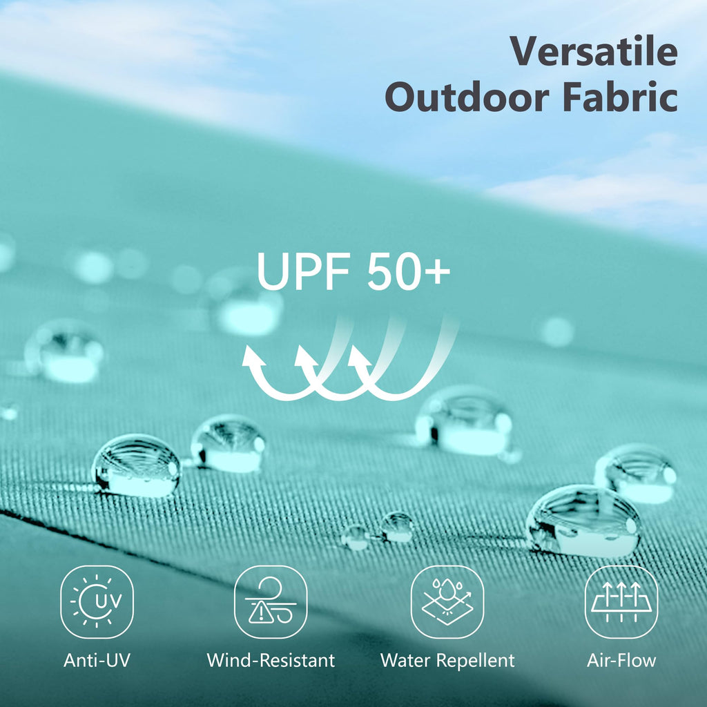 15ft Double Sided Patio Umbrella with Solar Lights, Outdoor Large Umbrellas with Crank Handle and 36 LED Lights, Rectangular Market Umbrella with Base Included for Deck Pool Shade, Turquoise