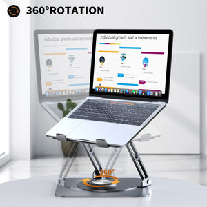 Laptop Stand for Desk, Adjustable Computer Stand with 360° Rotating Base, Ergonomic Laptop Riser for Collaborative Work, Foldable & Portable Laptop Stand, fits for All 10-16