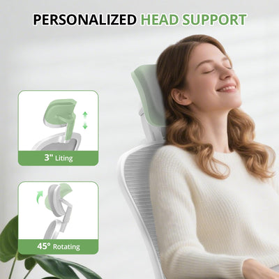 Office Chair Ergonomic Desk Chair, 330LBS Capacity, High Back Computer Design for Long Hours Comfort, Rolling Swivel for Home Office, Flip-up Armrests, White+Grey