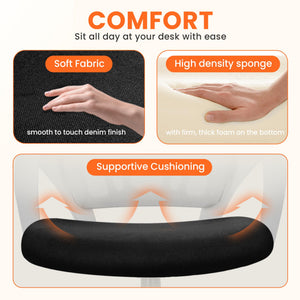 Office Desk Computer Chair Ergonomic Mesh Gaming Cushion Seat with Comfy Lumbar Mid Back Support Adjustable Height Swivel Rolling Wheels for Home Task (Mesh Black)