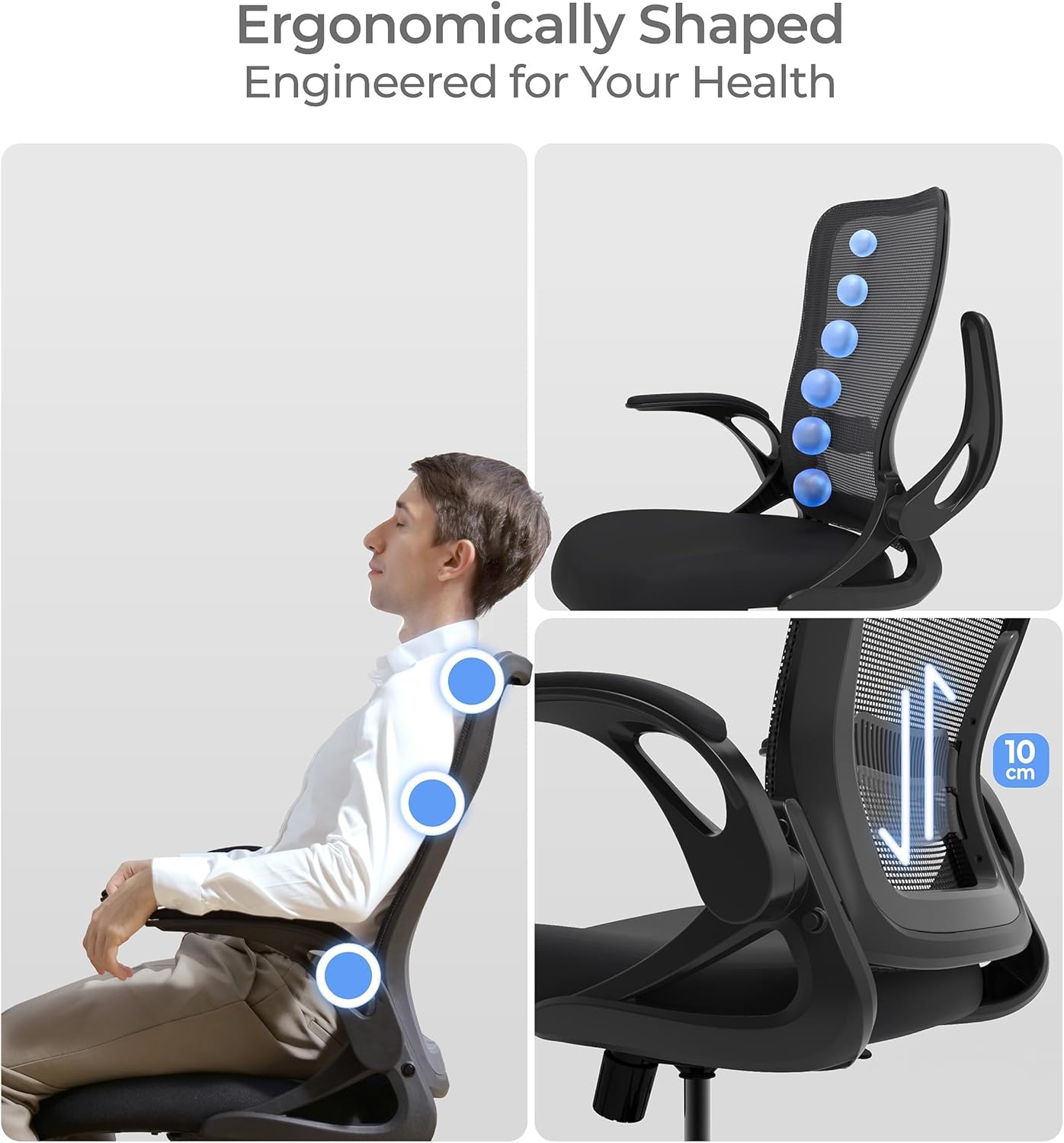 Model U Folding Office Chair Ergonomic Mesh Computer Chair for Small Room Adults Kids