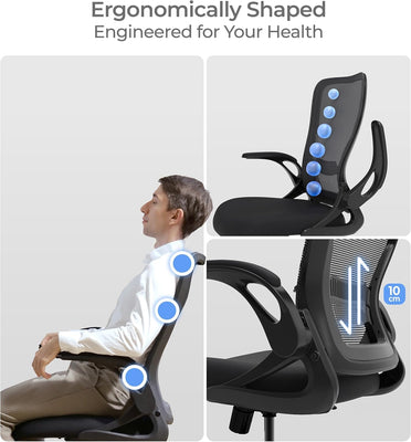 Model U Folding Office Chair Ergonomic Mesh Computer Chair for Small Room Adults Kids