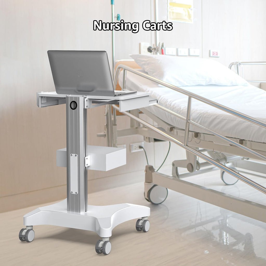 Medical Trolley Cart with Laptop Tray and Oral Scanner Holder, Mobile Workstation on Wheels with a Drawer for Hospital Dental Clinics Beauty Salons (OC-3)
