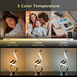 2 Pack Modern Table Lamps for Nightstand, LED Spiral Touch Light