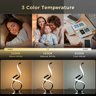 2 Pack Modern Table Lamps for Nightstand, LED Spiral Touch Light