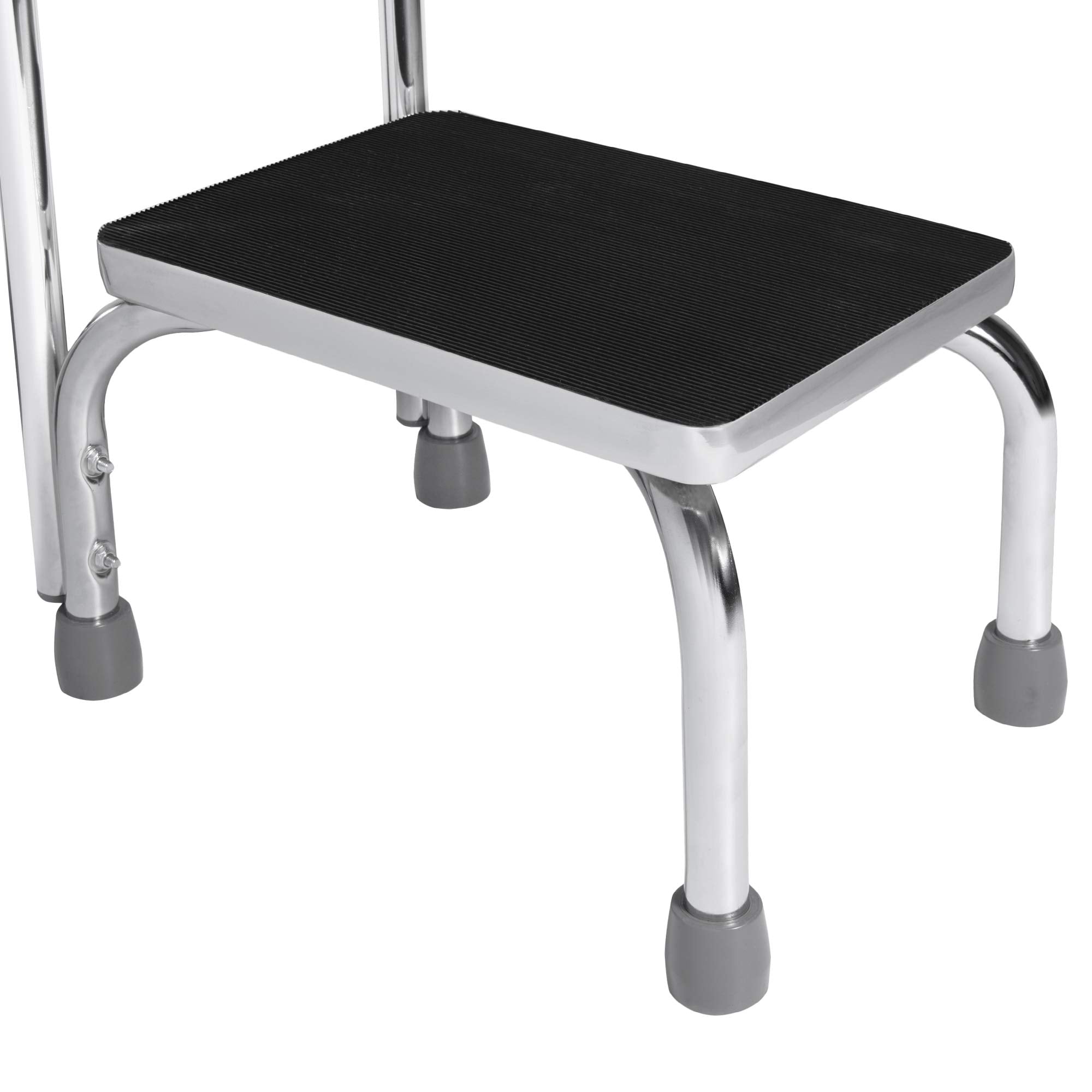 Medical Foot Step Stool with Handle and Anti Skid Rubber Platform, Lightweight and Sturdy Stool for Children, Adults and Seniors, Chrome