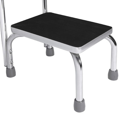 Medical Foot Step Stool with Handle and Anti Skid Rubber Platform, Lightweight and Sturdy Stool for Children, Adults and Seniors, Chrome