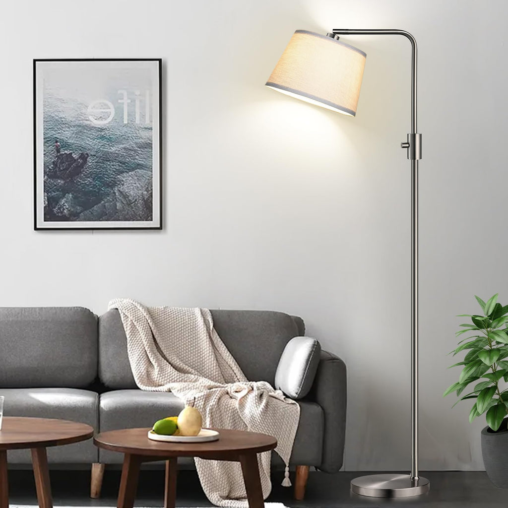 Upgraded Dimmable Floor Lamp, 1000 Lumens LED Edison Bulb Included, Brushed Nickel Arc Floor Lamps for Living Room Modern Standing Lamp Tall Lamps for Living Room Bedroom