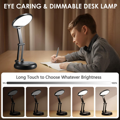 Desk Lamps for Home Office Rechargeable 3600mAh, Foldable+Portable Cordless Desk Light Small Table Lamp,Dimmable+9 Brightness Small Table Lamp Desk Light Table, LED Desk Lamps for Home Office
