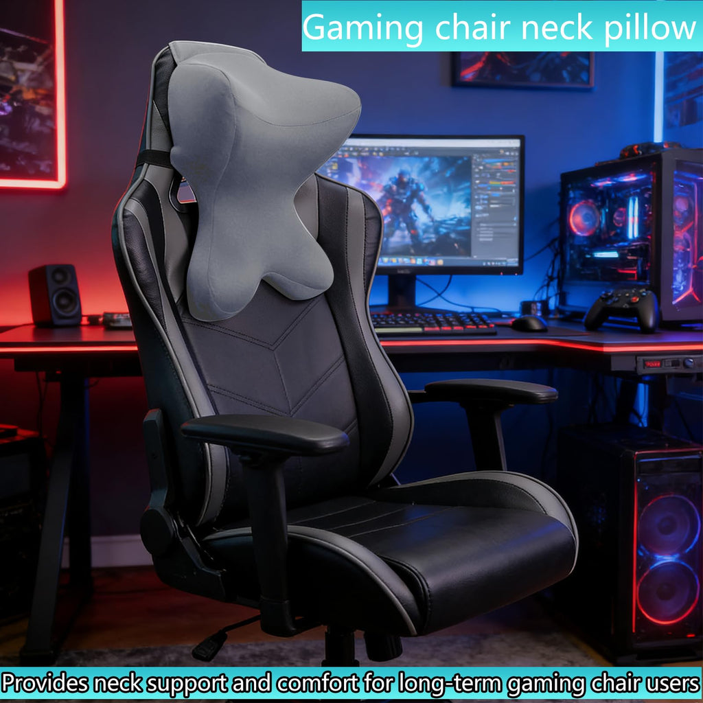 Neck Pillow for Driving Seat headrest Pillow/Gaming Chair Pillow with Adjustable Strap Removable Cover Ergonomic Design Neck Support Pillow for Car, Office Chair, Gaming Chair (Grey)