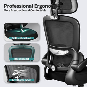 (Black Pack of 7) Office Chair Ergonomic Desk Chair, 330 LBS Home Mesh Office Desk Chairs with Wheels, Comfortable Gaming Chairs