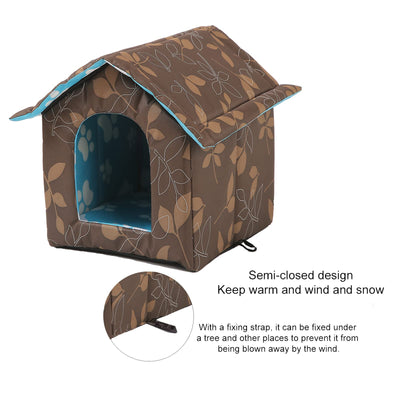 Outdoor Cat House, Cat Houses for Outdoor Cats, Weatherproof Warm and Insulated Cat House with Transparent Curtain Pet House, Stray Cats Shelter (Shabby Chic, Medium-Houses)