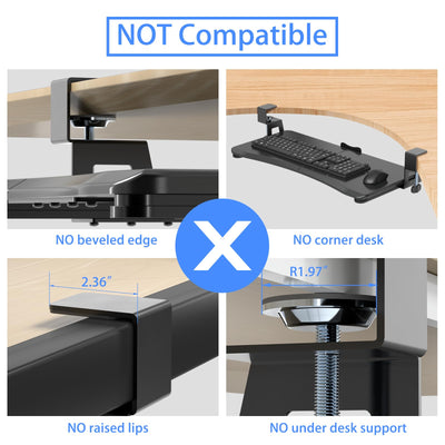 Keyboard Tray Under Desk Pull Out with C Clamp Mount, Computer Keyboard & Mouse Tray, 25.6 (30 Including Clamps) x 11.8 inch Slide-Out Platform Computer Drawer for Typing, Black, DSF1