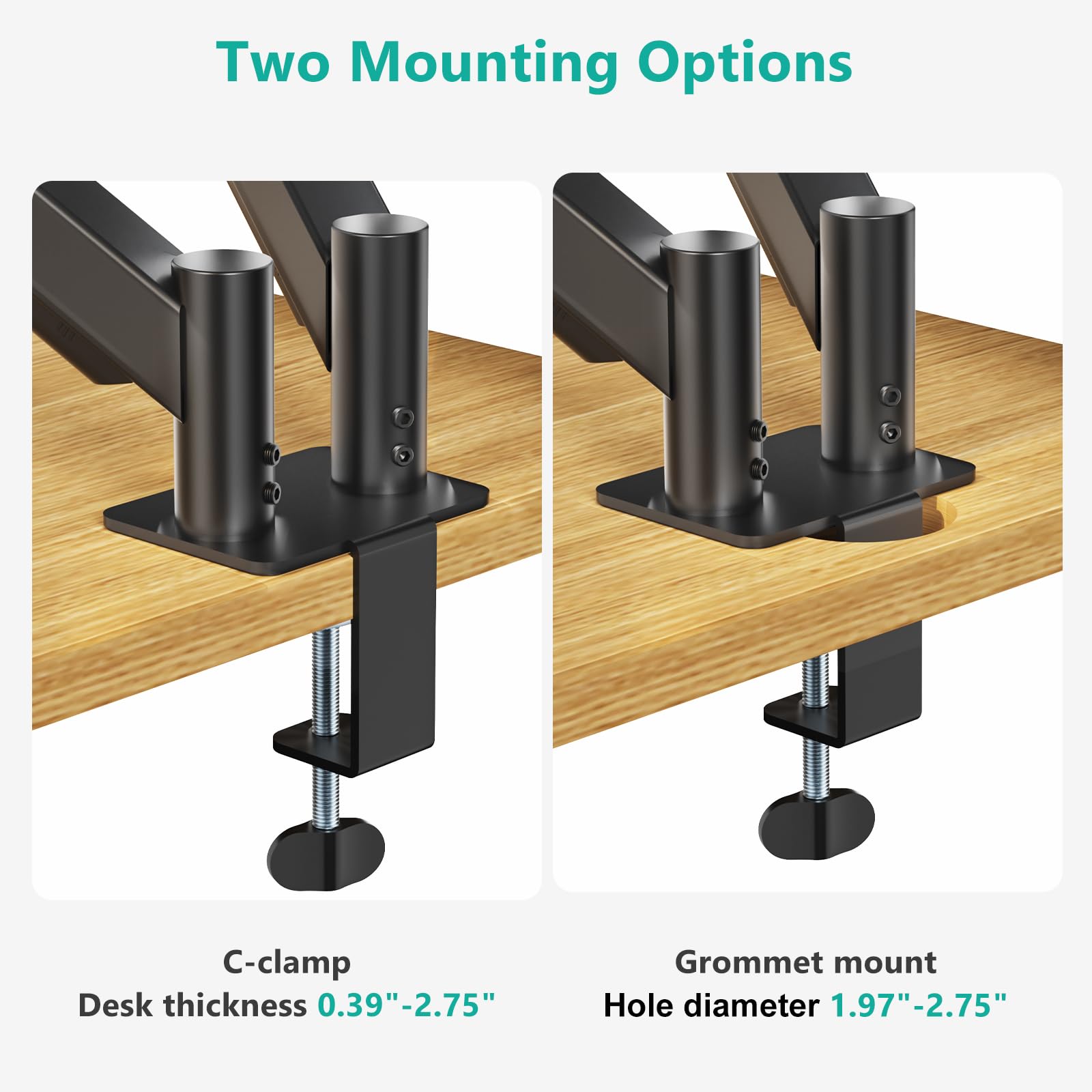 Dual Monitor Mount for 13-27 inch Screens, Dual Monitor Arms for 2 Monitors Holds 19.8 lbs, Adjustable Dual Monitor Stand for Desk, VESA Mount 75x75/100x100mm (GSMP002), Black