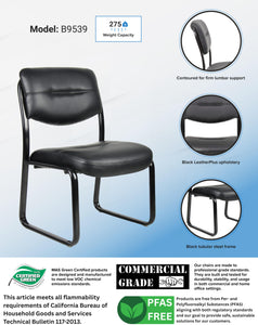 B9539 Leather Sled Base Side Chair in Black, 250