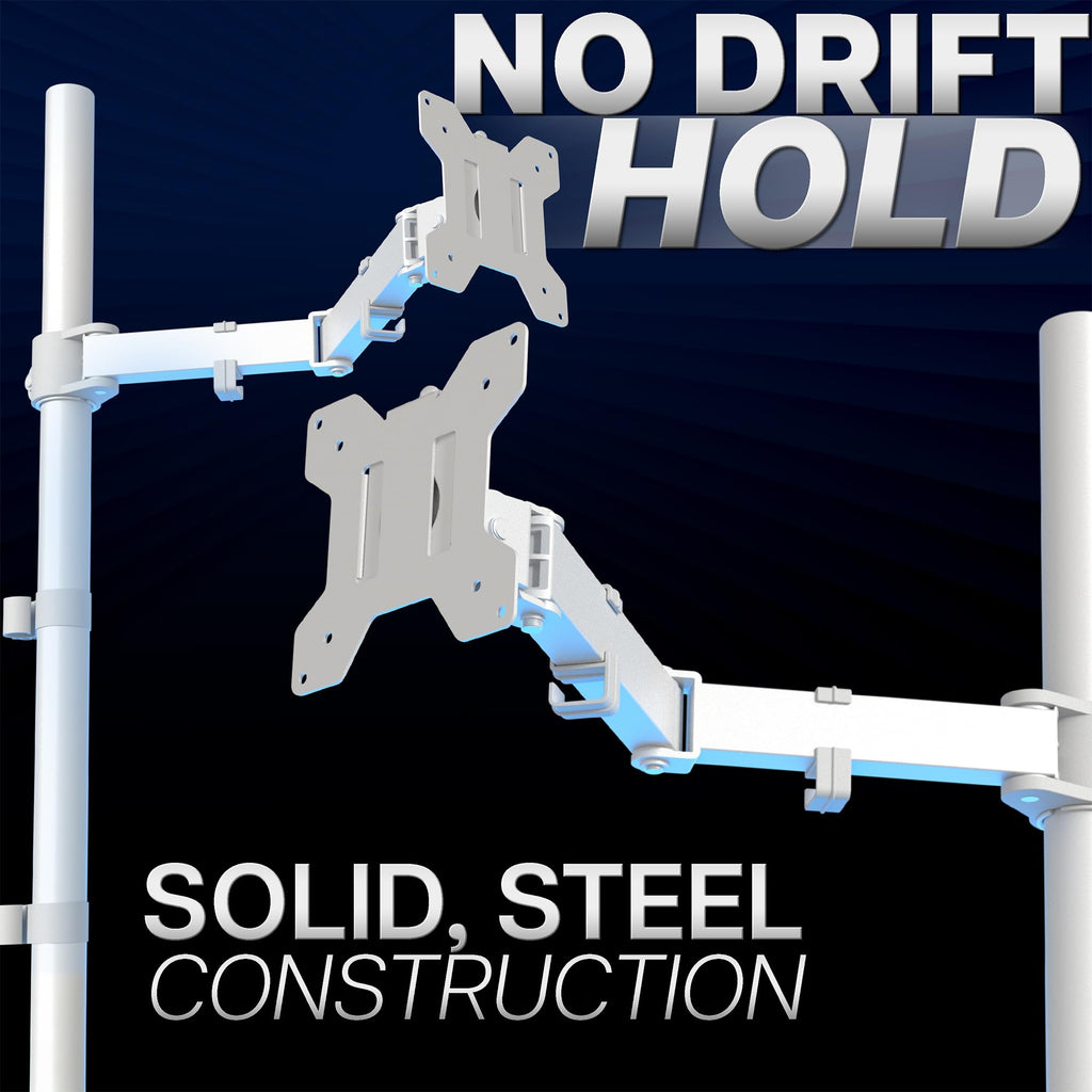 Extra Tall Single Monitor Desk Mount Stand with 39 inch Pole, Features Full Adjustability - Tilt and Articulation, Holds 13 to 32 inch Screens up to 10kg with VESA Mounting, White, STAND-V011W