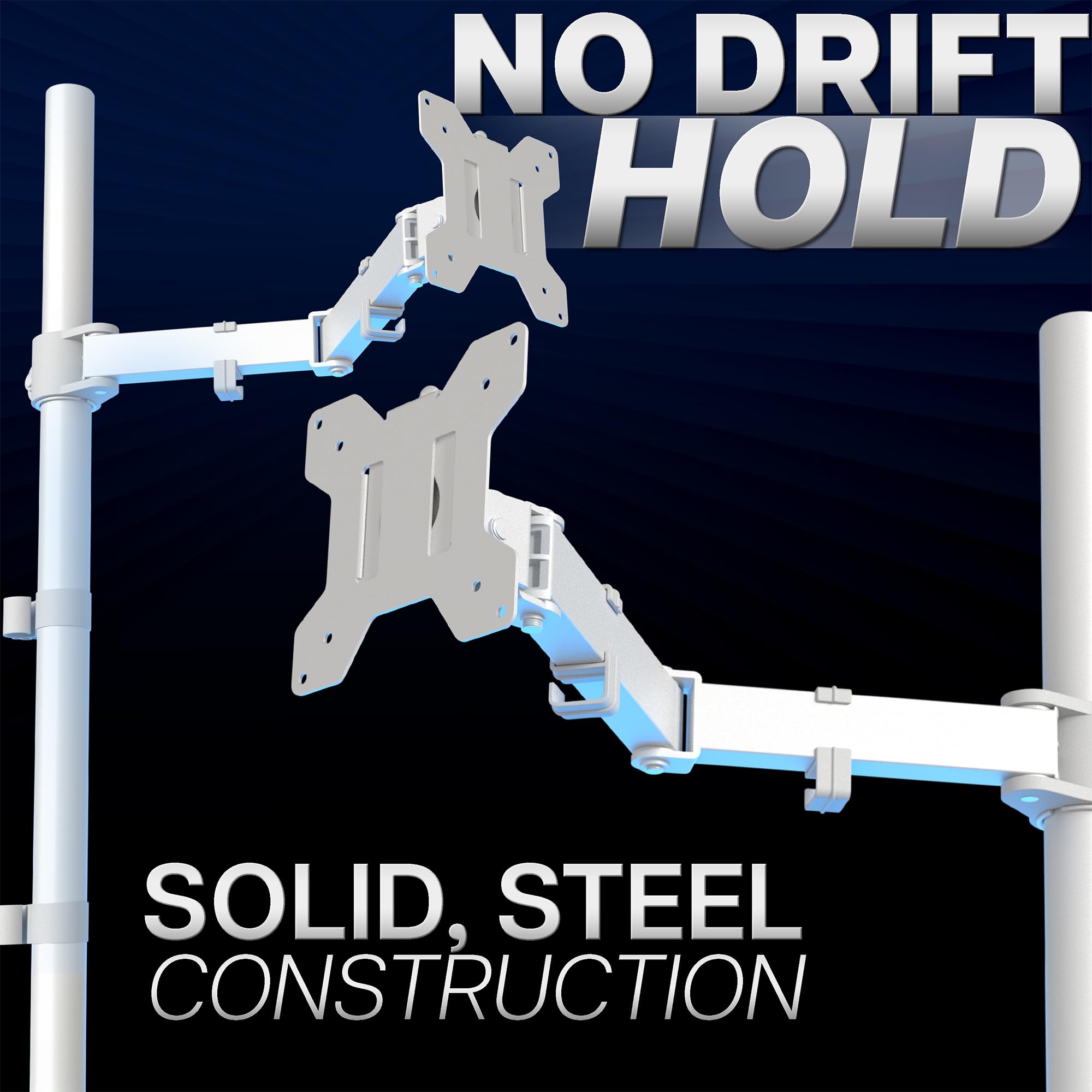 Extra Tall Single Monitor Desk Mount Stand with 39 inch Pole, Features Full Adjustability - Tilt and Articulation, Holds 13 to 32 inch Screens up to 10kg with VESA Mounting, White, STAND-V011W