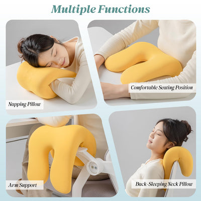 Office Chair Neck Pillow, Memory Foam Ergonomic Nap Pillow Office Chair Headrest Accessory, Neck Support Pillow Ideal for Office and Gaming, Yellow