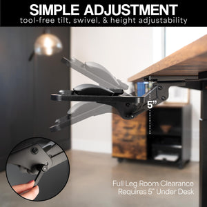 Adjustable Computer Keyboard and Mouse Platform Tray Ergonomic Under Table Desk Mount Drawer Underdesk Shelf, Light Wood, MOUNT-KB03C