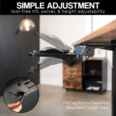 Adjustable Computer Keyboard and Mouse Platform Tray Ergonomic Under Table Desk Mount Drawer Underdesk Shelf, Light Wood, MOUNT-KB03C
