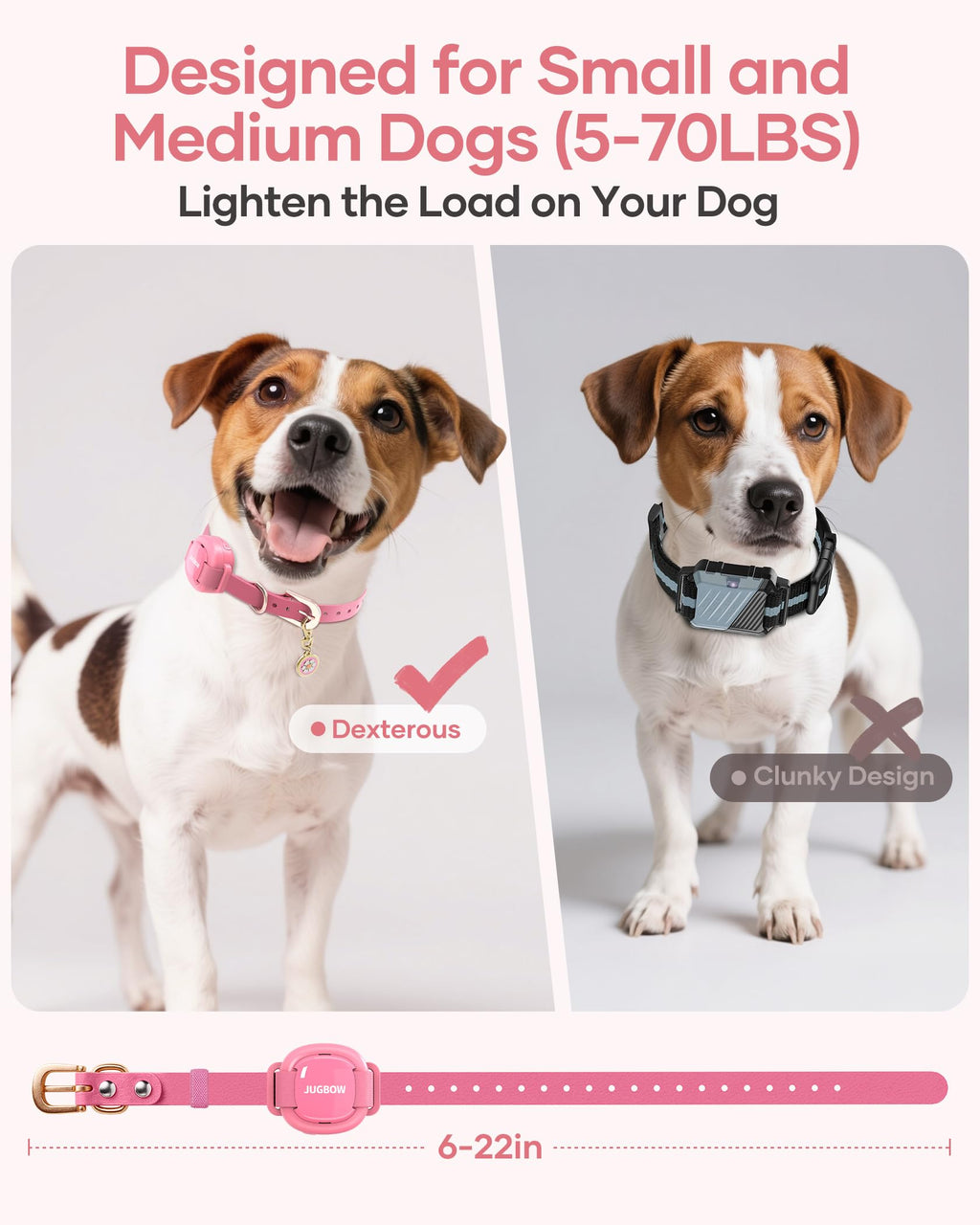 Dog Training Collar - 4200FT Remote Dog Collar with 3 Training Modes for Small Dogs with Pet ID Tag & Security Lock, IPX8-Waterproof Rechargeable E-Collar for Mini Small Medium Dogs (Pro Pink)