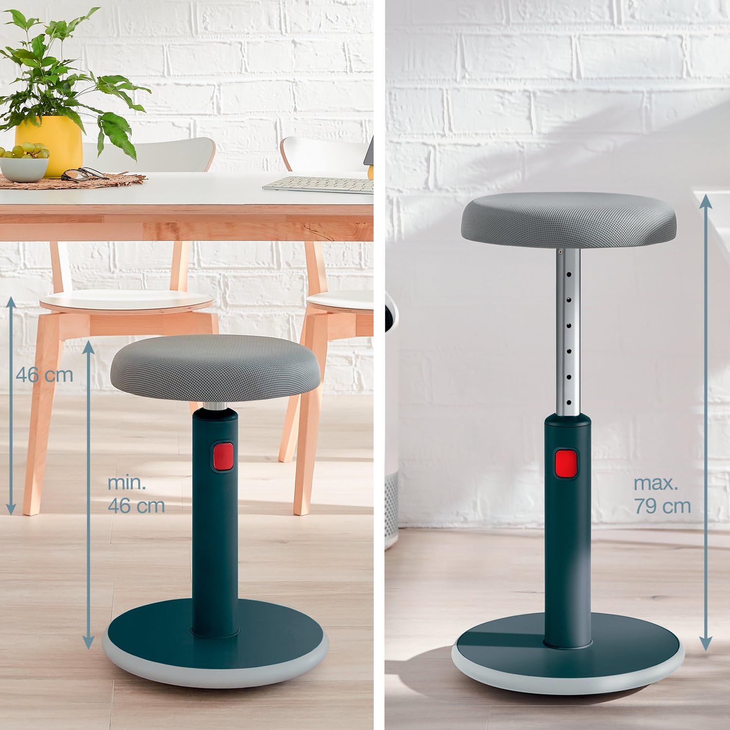 Ergo Active Sit Stand 2 in 1 Stool, Adjustable Ergonomic Wobble Chair, Strong and Stable for Office and Home (65180089-NA)