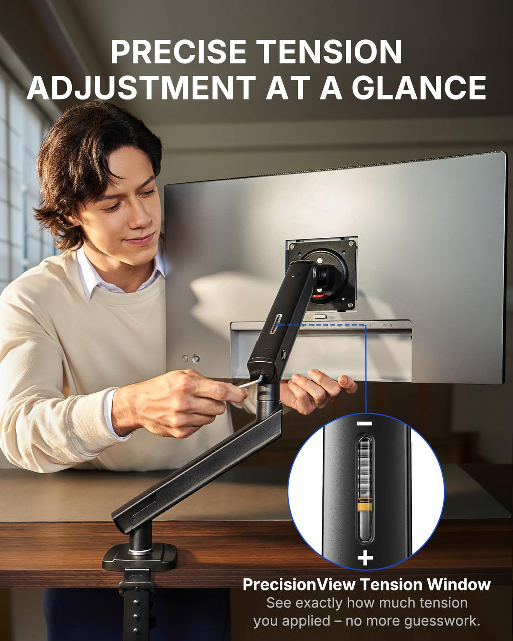 FlowLift™ Pro Monitor Arm for 13–32" Screens, MechaSpring Monitor Mount, Fully-Adjustable Monitor Stand with Tilt/Swivel/Rotation, Tool-Free VESA Mount, C-Clamp/Grommet Base, Max Load 19.8 lbs