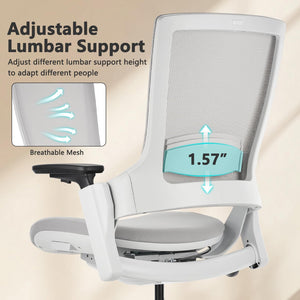 Office Chair Swivel Executive Chair, Adjustable Ergonomic Computer Chair with 3D Armrest and Lumbar Support, Mesh Backrest Task Chair for Home Office Conference Room Grey