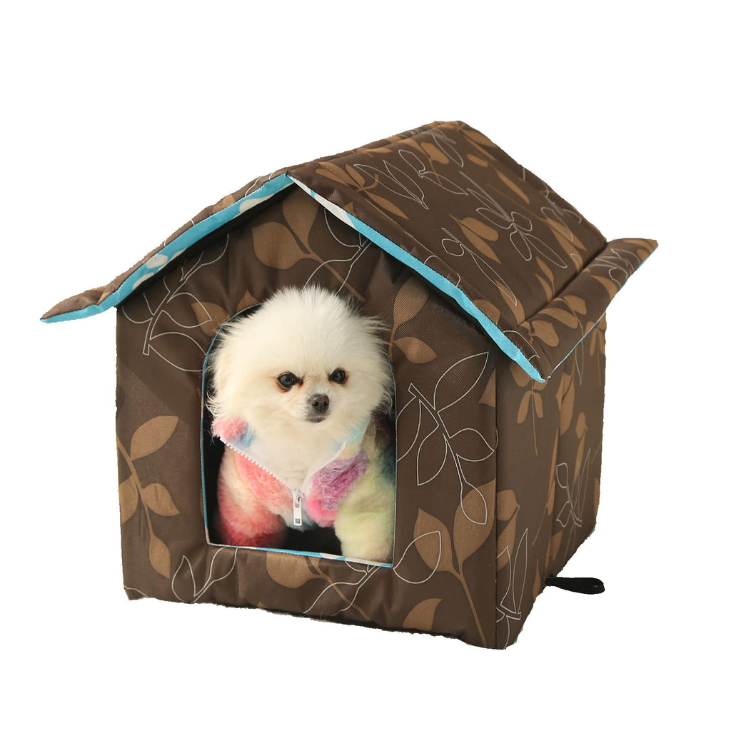Outdoor Cat House, Cat Houses for Outdoor Cats, Weatherproof Warm and Insulated Cat House with Transparent Curtain Pet House, Stray Cats Shelter (Shabby Chic, Medium-Houses)
