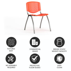 HERCULES Series 880 lb. Capacity Orange Plastic Stack Chair with Titanium Gray Powder Coated Frame