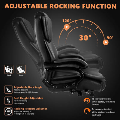 500lbs Big and Tall Office Chair with Gel Seat Cushion,Heavy Duty Office Chair for Heavy People, High Back Executive Computer Chair with Adjustable Lumbar Support, Dual Rubber Wheel