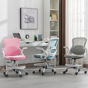 Kids Desk Chair,Ergonomic Study Chair with Adjustable Height,Swivel Mesh Desk Chair with Wheels,Home Office Chair for Children in Home Bedroom Pink