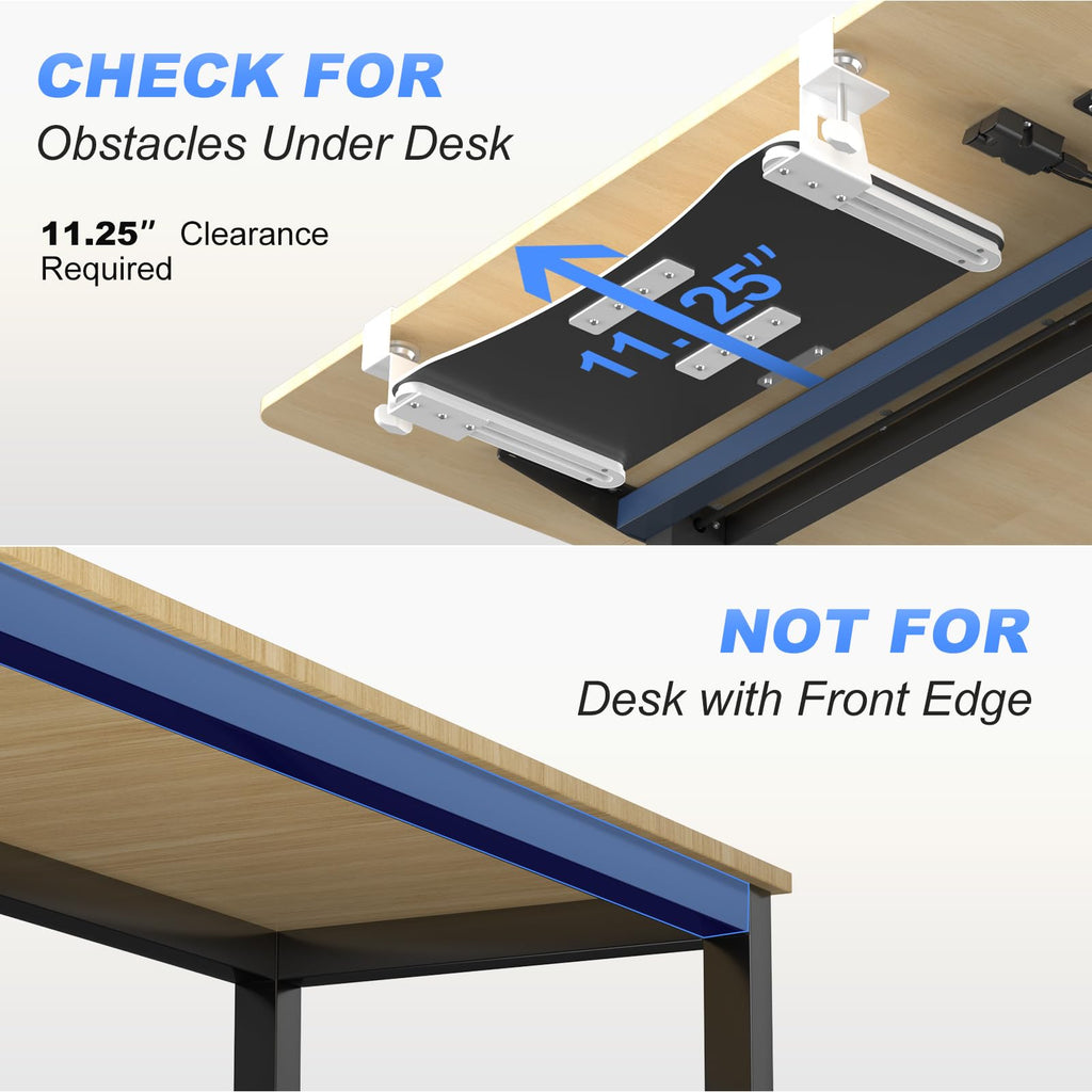 Small Keyboard Tray Under Desk Pull Out with C Clamp Mount, Computer Keyboard & Mouse Tray, 20 (24.2 Including Clamps) x 11.8 inch Slide-Out Platform Computer Drawer for Typing, White, DSF1SW
