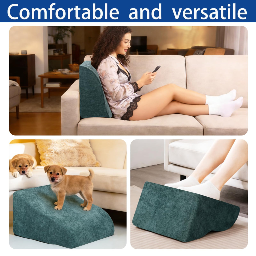 Foot Rest for Under Desk at Work, Ergonomic Under Desk Footrest with Washable Cover for Office, Home & Gaming Leg Elevation Pillow Green
