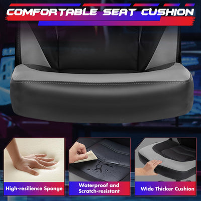 Computer Gaming Desk Chair - Ergonomic PU Leather with Comfy Lumbar Support, Height Adjustable Rolling Desk with Flip-up Armrests, for Home and Office