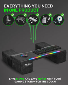 CYCON³ HORIZONLIGHT Bar, Ultimate Ergonomic USB-Hub Gaming Lap Desk for Couch and Bed, Large, Stable and Compatible with All Keyboards and Mouse/Mice, Laptops, PCs, PS4/5, Xbox