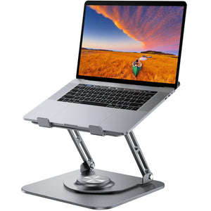Laptop Stand for Desk, Adjustable Computer Stand with 360° Rotating Base, Ergonomic Laptop Riser for Collaborative Work, Foldable & Portable Laptop Stand, fits for All 10-16