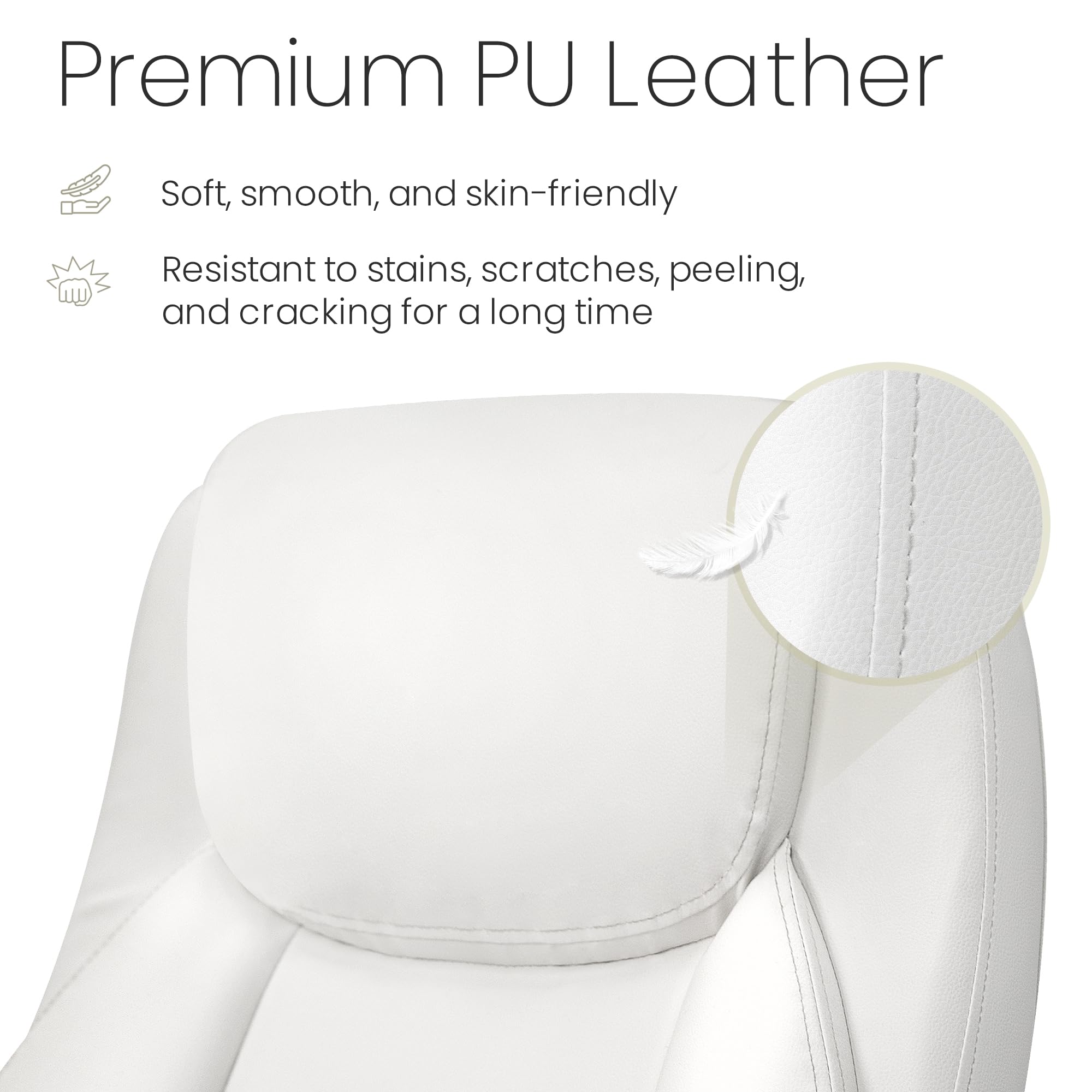 High Back Office Desk Chair for Computer Garming Ergonomic Executive Chair with Comfy Lumbar Support Flip-up Arms Height Adjustable Swivel (Leather White)