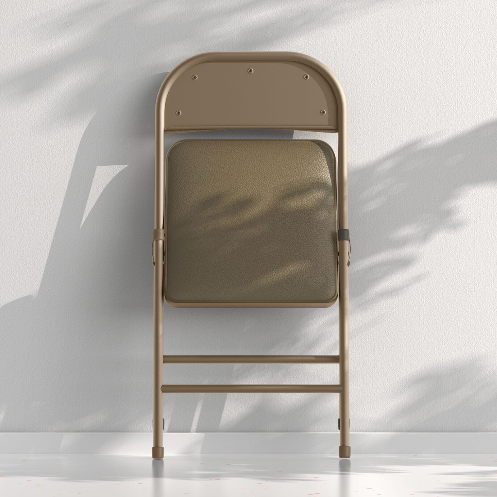 4 Pack Folding Chairs with Padded Vinyl Cushion Chairs with Comfortable Cushion and Durable Steel Frame for Home and Office, for Indoor and Outdoor Events (Kahki, Vinyl)
