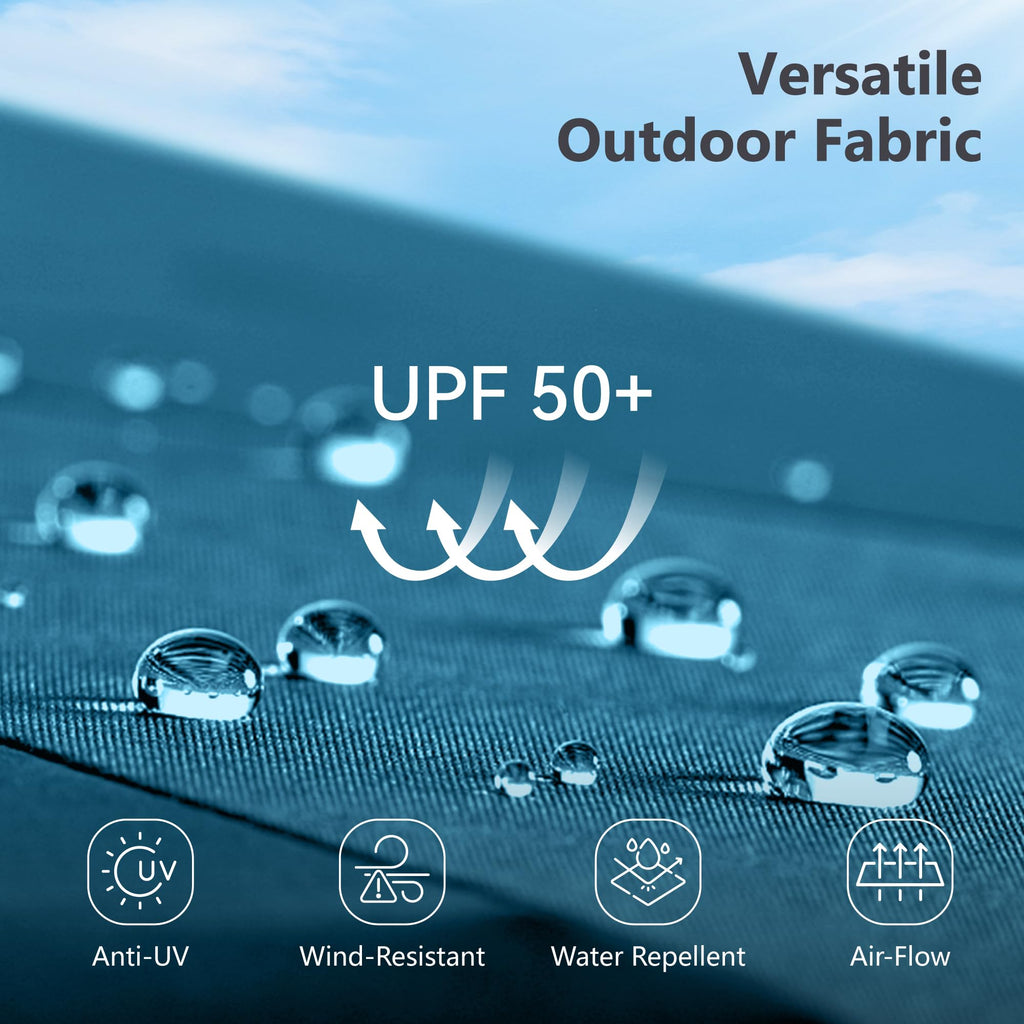 15ft Double Sided Patio Umbrella with Solar Lights, Outdoor Large Umbrellas with Crank Handle and 36 LED Lights, Rectangular Market Umbrella with Base Included for Deck Pool Shade, Cerulean