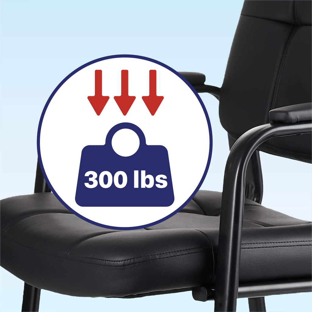 Classic Reception Chair with Padded Armrests and Sturdy Steel Frame, Ergonomic Guest Chair for Office Conference Waiting Meeting Room, Black (4 Pack)