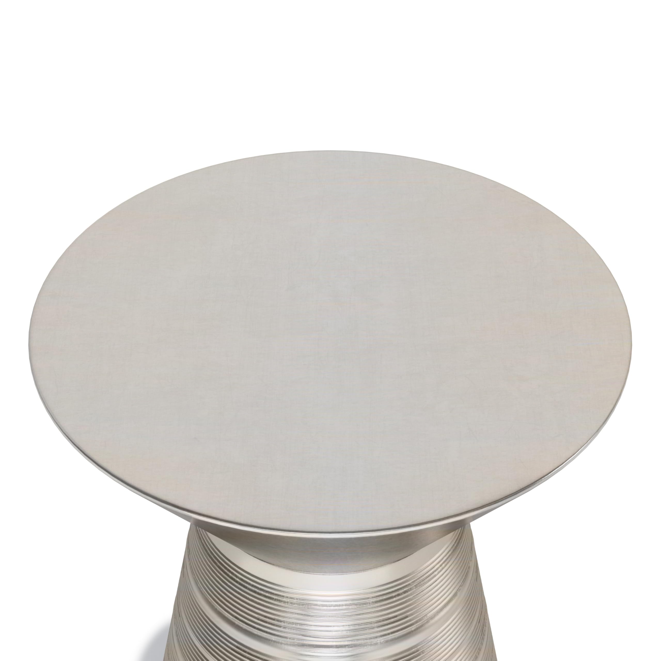 Sheridan Industrial 18 Inch Wide Metal Accent Side Table in Antique Silver, Fully Assembled, For the Living Room and Bedroom