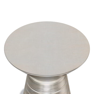 Sheridan Industrial 18 Inch Wide Metal Accent Side Table in Antique Silver, Fully Assembled, For the Living Room and Bedroom