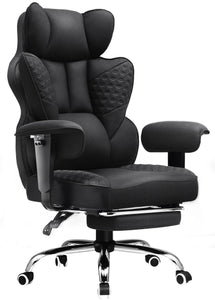 Big and Tall Office Chair Heavy Duty Wide Ergonomic Fabric Deluxe Embossing Designed Gaming Chair with Foot Rest,150°Reclining Adjustable Armrests Pocket Spring Back Support and Pillow