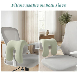Office Chair Neck Pillow, Memory Foam Ergonomic Nap Pillow Office Chair Headrest Accessory, Neck Support Pillow Ideal for Office and Gaming, Gray and Green
