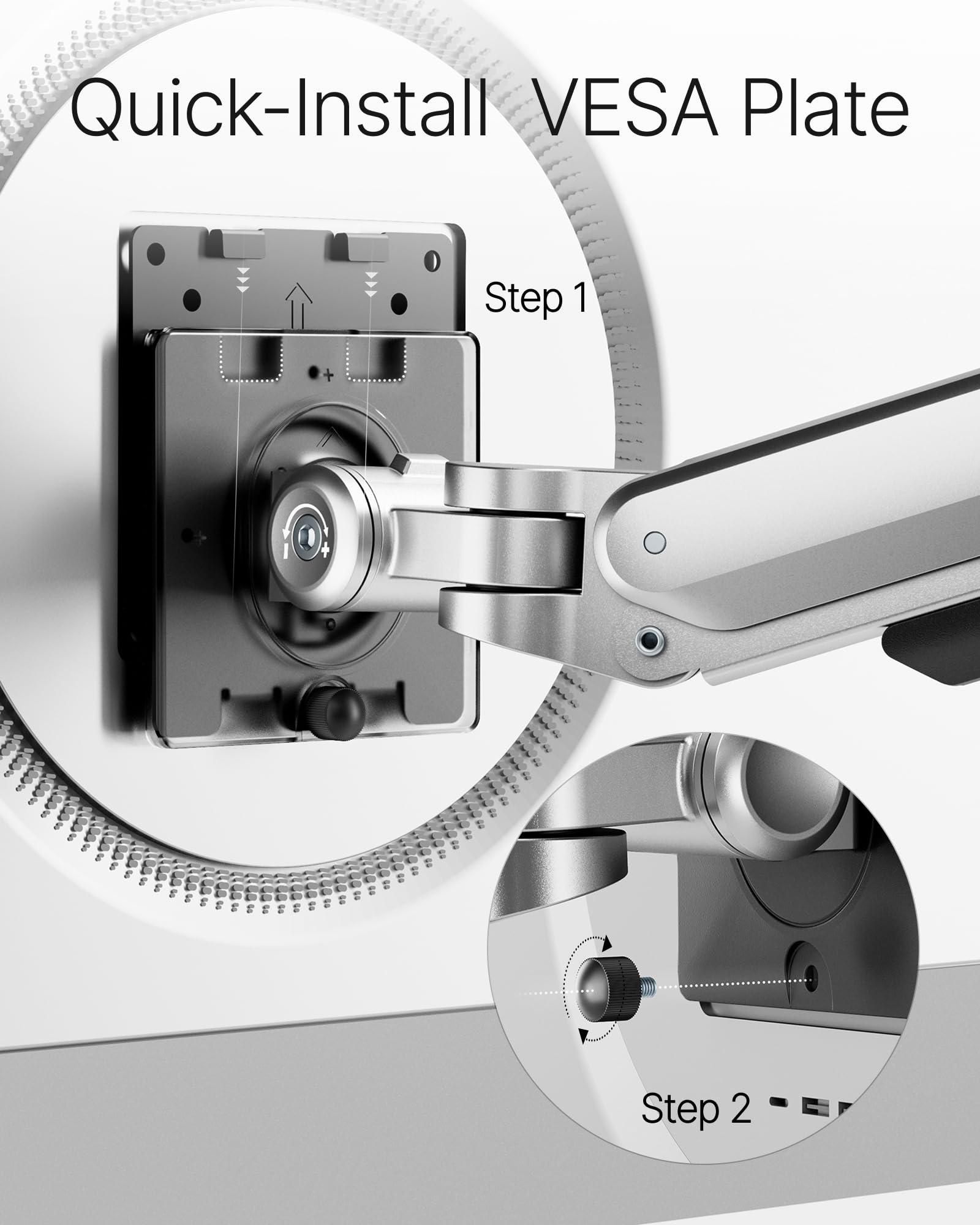 Deluxe Monitor Arm with USB A/C up to 40 Inch Holds 26.4 lbs Curved Screens Aluminum Fully Motion Single Monitor Stand with Clamp/Grommet, Quick Release Plate,75/100mm VESA,MA1008UCSL