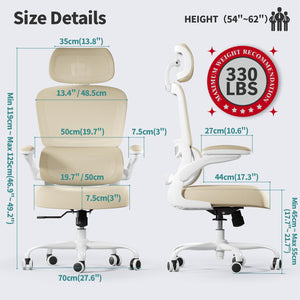 Office Chair Ergonomic Desk Chair, 330 LBS Home Mesh Office Desk Chairs with Wheels, Comfortable Gaming Chairs (Beige)