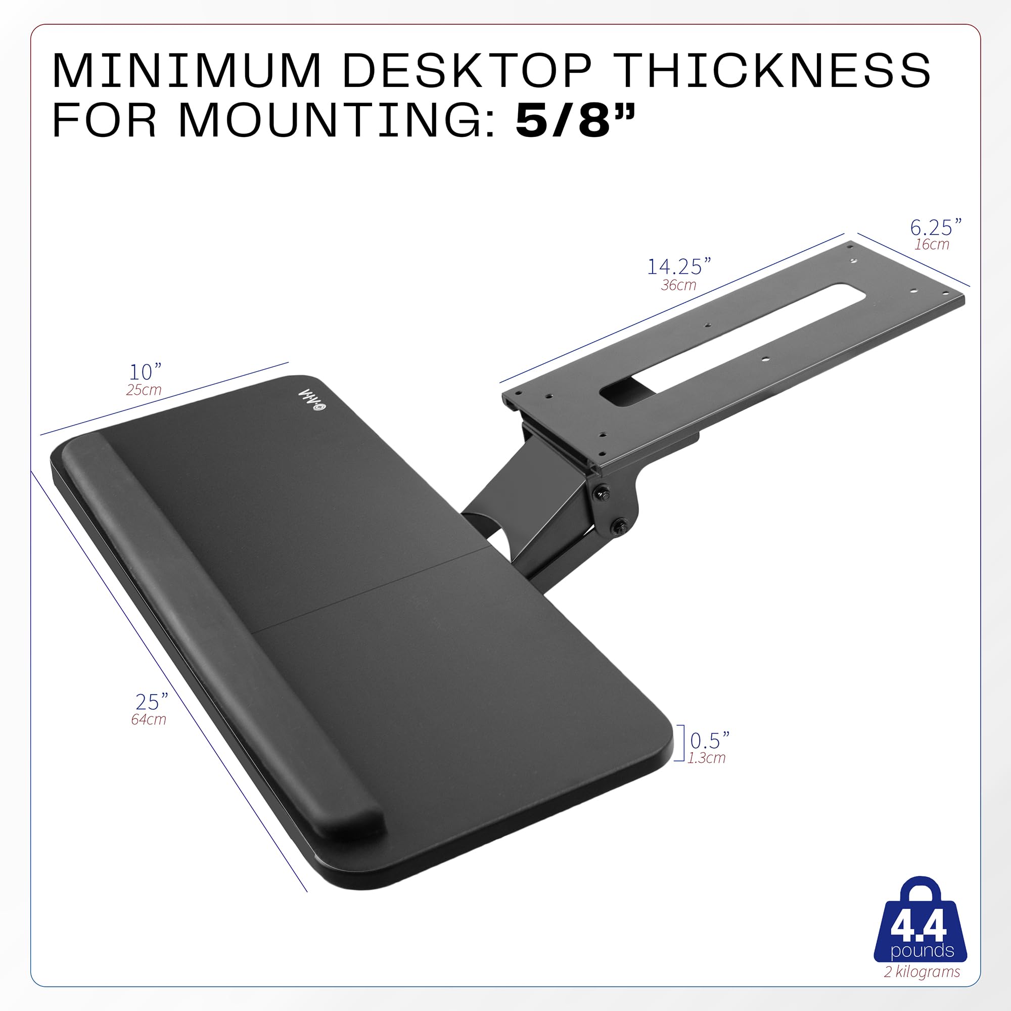 Adjustable Computer Keyboard & Mouse Platform Tray Ergonomic Under Table Desk Mount Drawer Underdesk Shelf (MOUNT-KB03B)